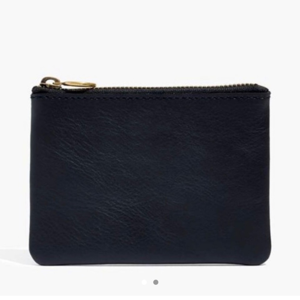 Black leather Madewell zip wallet